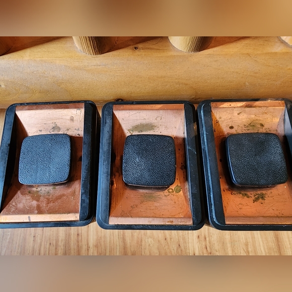 Vintage Kromex Stackable Canisters With Faux Wood Grain and Copper Lids. - Picture 4 of 7